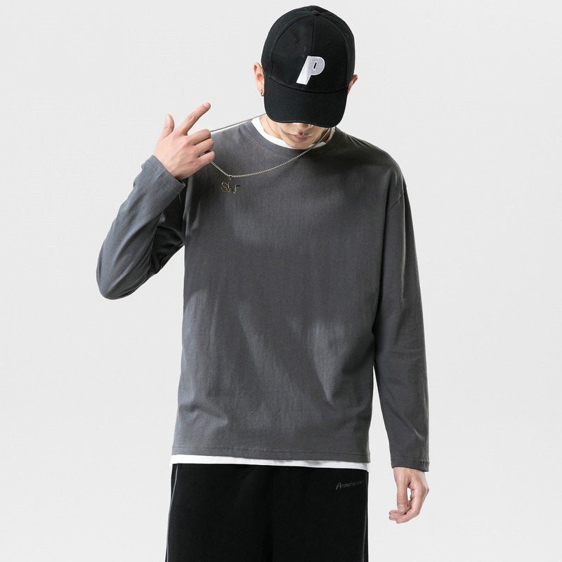 Solid Color Long Sleeve shirt Crewneck