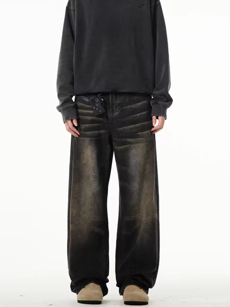 Wasteland Style Retro Straight-leg Jeans For Men