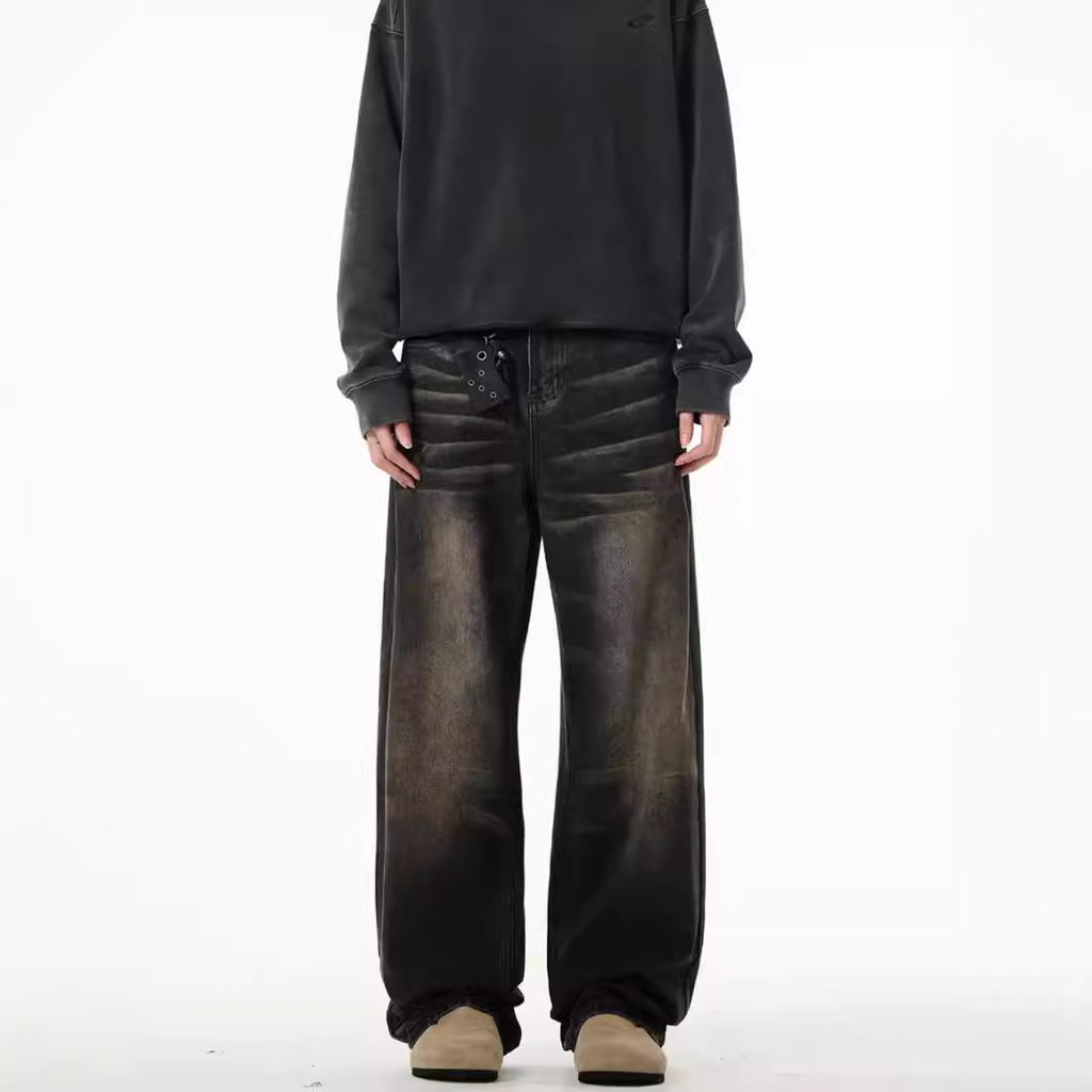 Wasteland Style Retro Straight-leg Jeans For Men