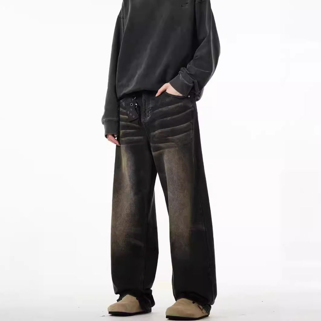 Wasteland Style Retro Straight-leg Jeans For Men