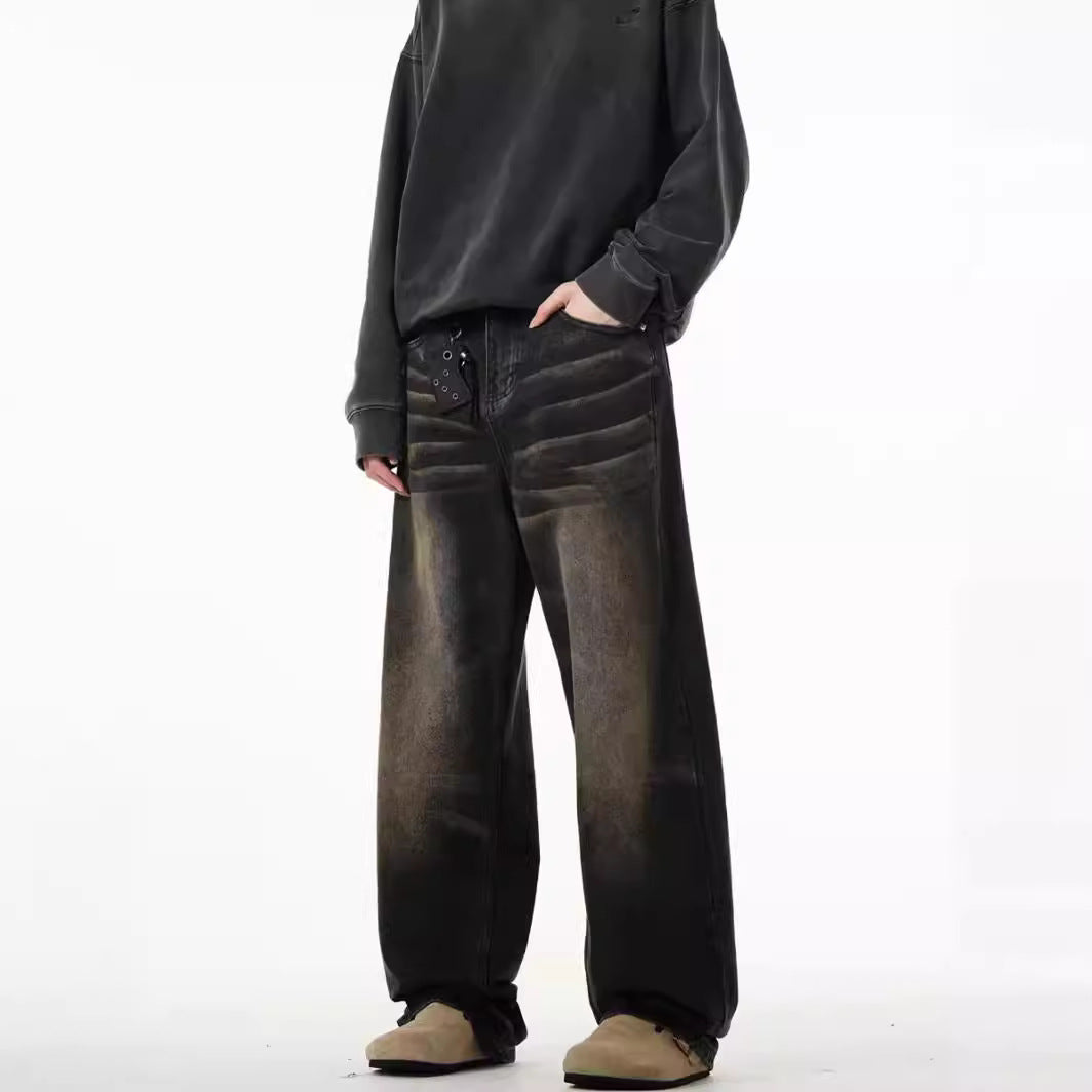 Wasteland Style Retro Straight-leg Jeans For Men