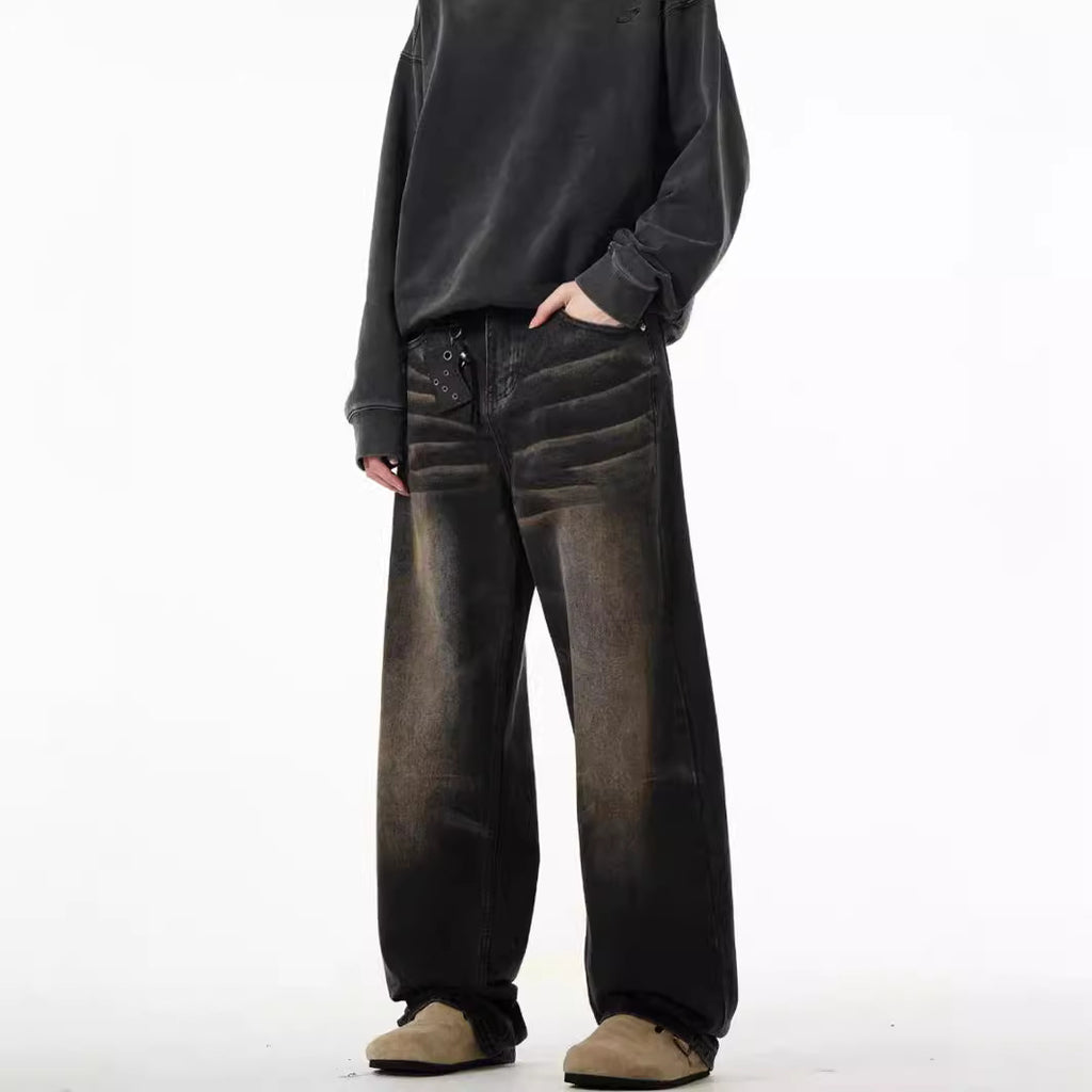 Wasteland Style Retro Straight-leg Jeans For Men