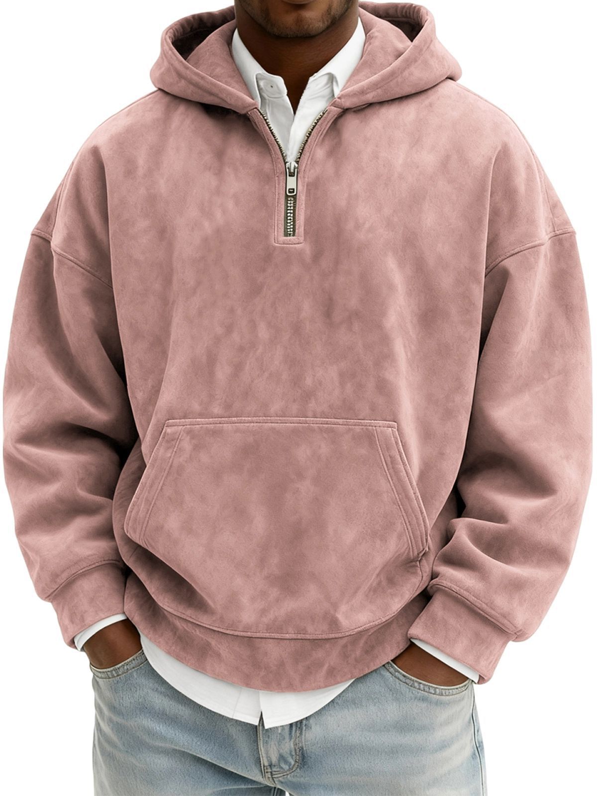 Hoodie Half Zipper Solid Color Loose Sweater