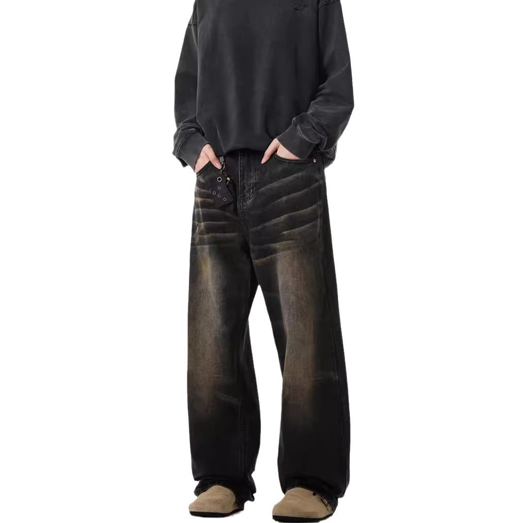 Wasteland Style Retro Straight-leg Jeans For Men
