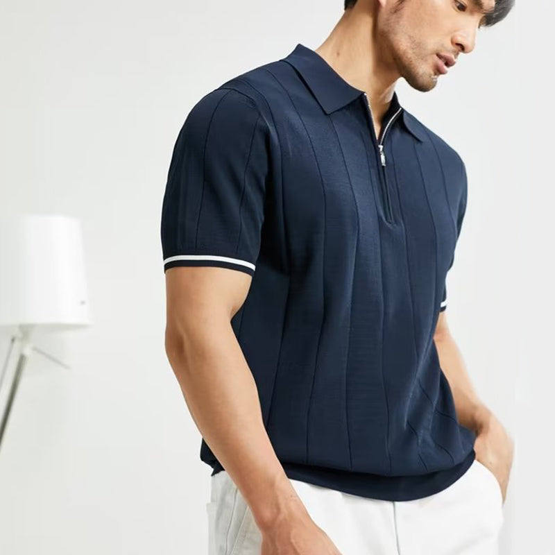 Short-sleeved Polo Shirt Summer Lapel Zipper